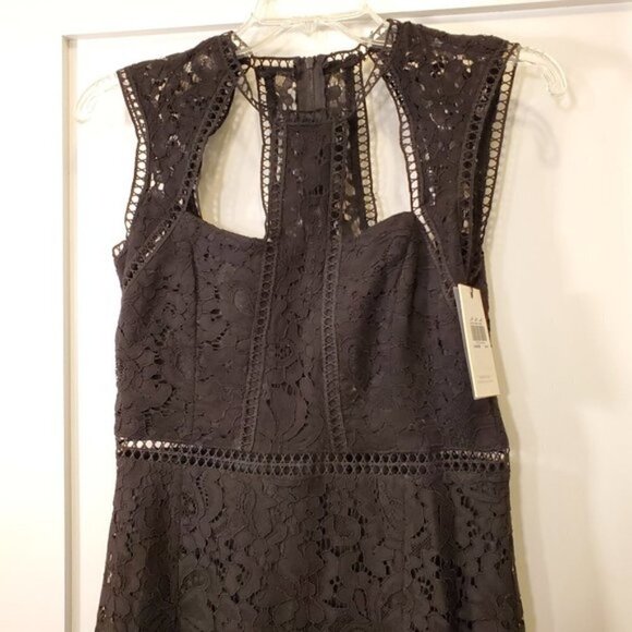 NEW Bardot Womens 6/S lace Dress Cutouts Splice Panel Sheath Fitted Cocktail - Picture 6 of 10